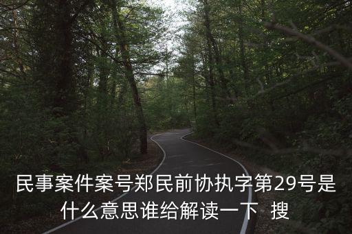 民事案件案號鄭民前協執字第29號是什么意思誰給解讀一下  搜
