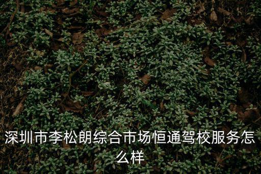 深圳市李松朗綜合市場恒通駕校服務怎么樣