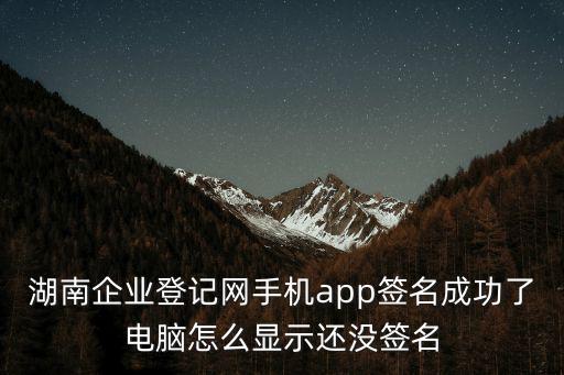 湖南企業(yè)登記網(wǎng)手機(jī)app簽名成功了電腦怎么顯示還沒簽名