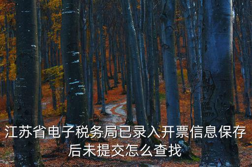 江蘇省電子稅務局已錄入開票信息保存后未提交怎么查找