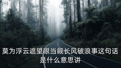莫為浮云遮望眼當覦長風破浪事這句話是什么意思講