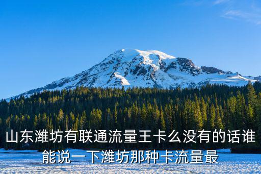 山東濰坊有聯通流量王卡么沒有的話誰能說一下濰坊那種卡流量最