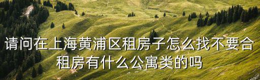 請(qǐng)問(wèn)在上海黃浦區(qū)租房子怎么找不要合租房有什么公寓類(lèi)的嗎