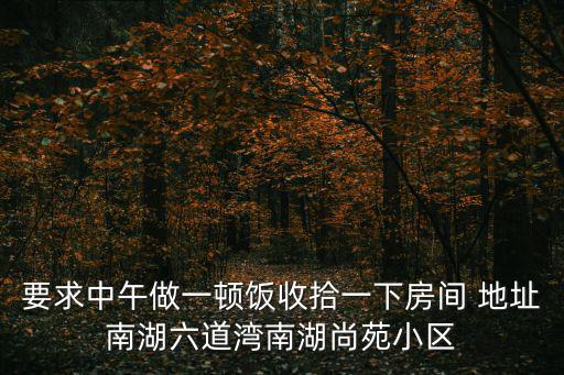 要求中午做一頓飯收拾一下房間 地址南湖六道灣南湖尚苑小區