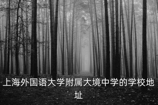 上海外國語大學(xué)附屬大境中學(xué)的學(xué)校地址