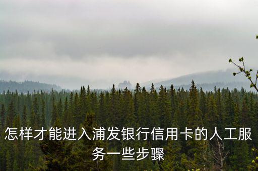 怎樣才能進入浦發銀行信用卡的人工服務一些步驟