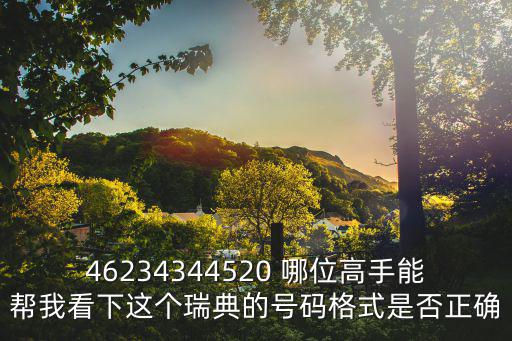 46234344520 哪位高手能幫我看下這個(gè)瑞典的號(hào)碼格式是否正確