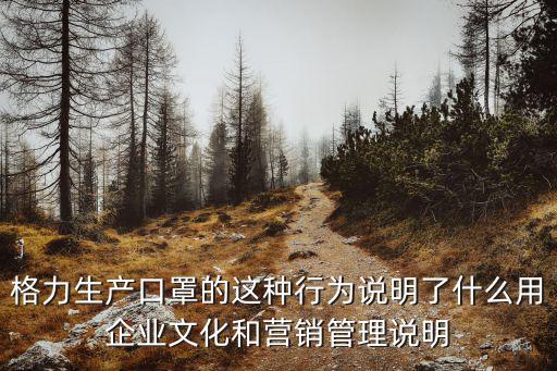 格力生產口罩的這種行為說明了什么用企業文化和營銷管理說明