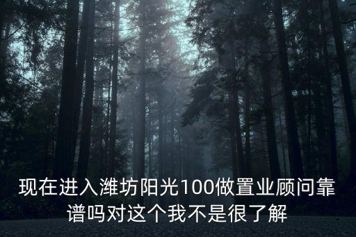 現(xiàn)在進(jìn)入濰坊陽(yáng)光100做置業(yè)顧問(wèn)靠譜嗎對(duì)這個(gè)我不是很了解