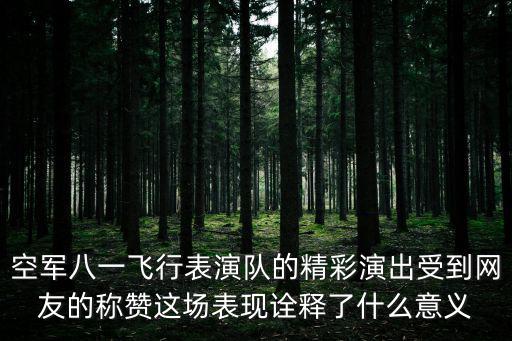 空軍八一飛行表演隊的精彩演出受到網友的稱贊這場表現詮釋了什么意義