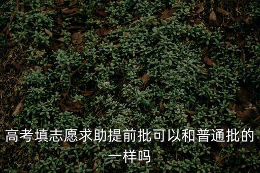 高考填志愿求助提前批可以和普通批的一樣嗎