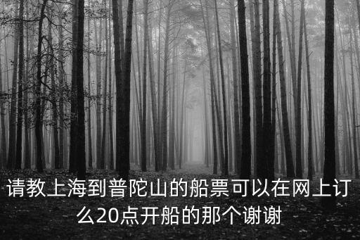 請教上海到普陀山的船票可以在網上訂么20點開船的那個謝謝