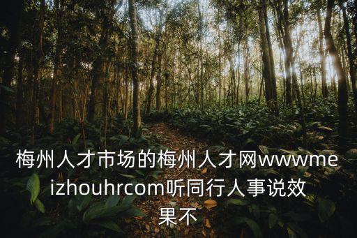 梅州人才市場的梅州人才網wwwmeizhouhrcom聽同行人事說效果不