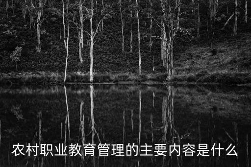 職業教育管理，農村職業教育管理的主要內容是什么
