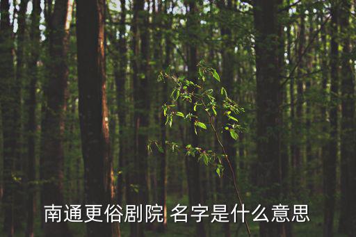 南通更俗劇院 名字是什么意思