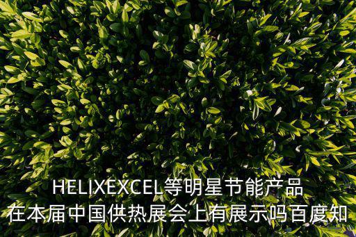 HELIXEXCEL等明星節(jié)能產(chǎn)品在本屆中國供熱展會上有展示嗎百度知