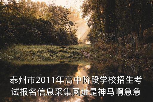 泰州市2011年高中階段學校招生考試報名信息采集網址是神馬啊急急