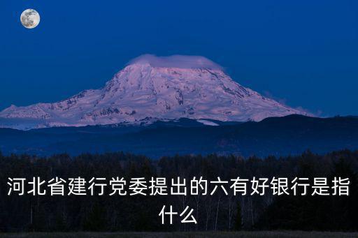 有利銀行，河北省建行黨委提出的六有好銀行是指什么