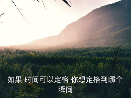 時間定格，如果 時間可以定格 你想定格到哪個瞬間