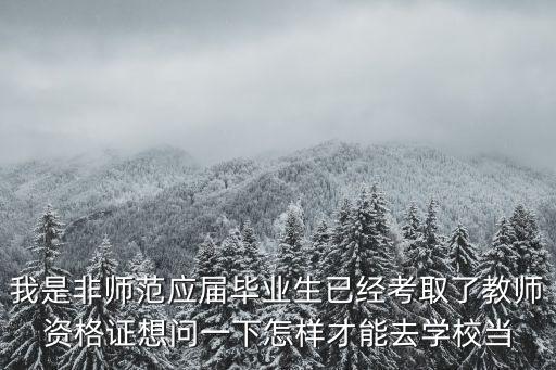我是非師范應屆畢業生已經考取了教師資格證想問一下怎樣才能去學校當
