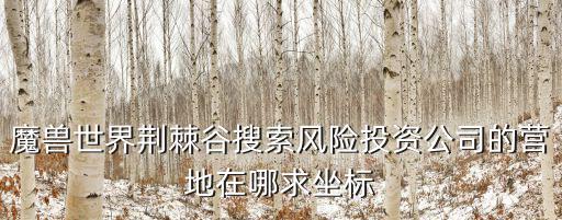 魔獸世界荊棘谷搜索風險投資公司的營地在哪求坐標