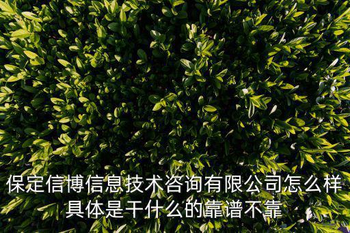 保定信博信息技術咨詢有限公司怎么樣具體是干什么的靠譜不靠