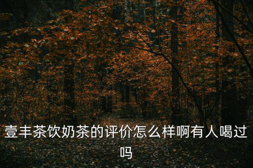 壹豐茶飲奶茶的評價怎么樣啊有人喝過嗎