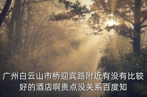 廣州白云山市橋迎賓路附近有沒(méi)有比較好的酒店啊貴點(diǎn)沒(méi)關(guān)系百度知