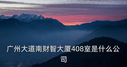 廣州大道南財智大廈408室是什么公司