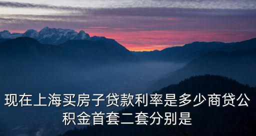 現(xiàn)在上海買房子貸款利率是多少商貸公積金首套二套分別是