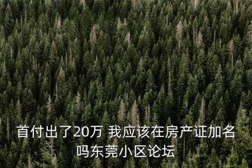 首付出了20萬 我應(yīng)該在房產(chǎn)證加名嗎東莞小區(qū)論壇