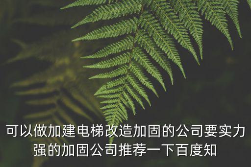 可以做加建電梯改造加固的公司要實力強的加固公司推薦一下百度知