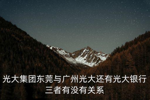 光大集團東莞與廣州光大還有光大銀行三者有沒有關系