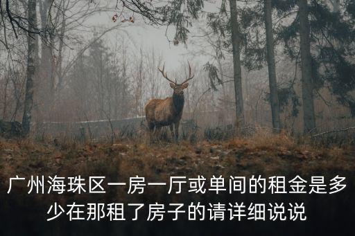 廣州海珠區一房一廳或單間的租金是多少在那租了房子的請詳細說說