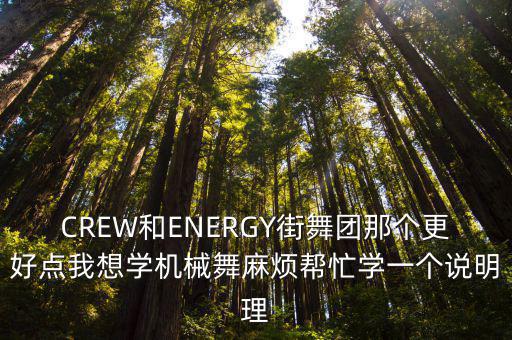 CREW和ENERGY街舞團(tuán)那個(gè)更好點(diǎn)我想學(xué)機(jī)械舞麻煩幫忙學(xué)一個(gè)說明理