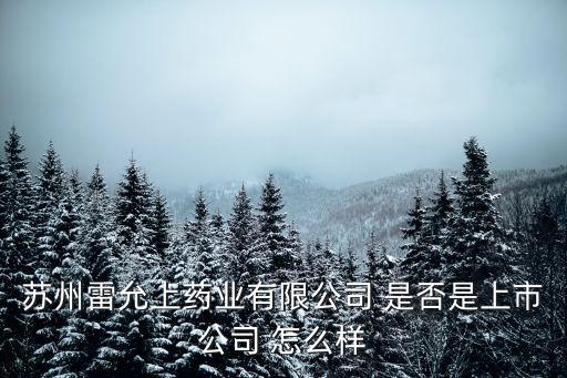 蘇州雷允上藥業有限公司 是否是上市公司 怎么樣