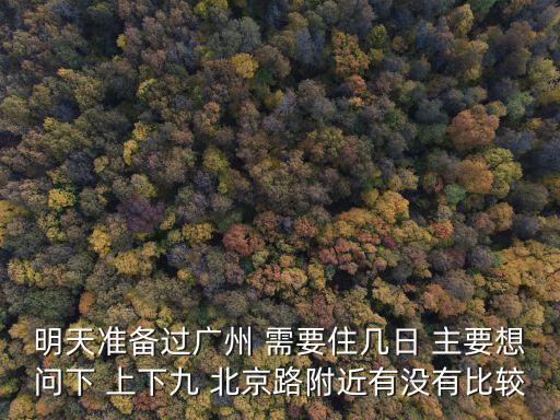 明天準備過廣州 需要住幾日 主要想問下 上下九 北京路附近有沒有比較