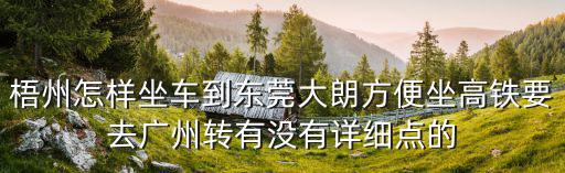 梧州怎樣坐車到東莞大朗方便坐高鐵要去廣州轉(zhuǎn)有沒有詳細(xì)點的