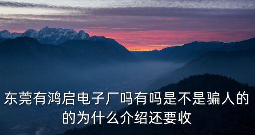 東莞有鴻啟電子廠嗎有嗎是不是騙人的的為什么介紹還要收