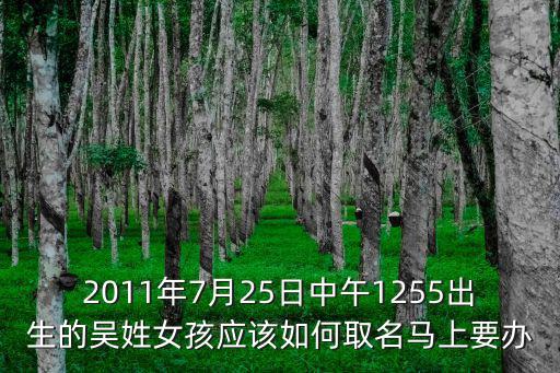 東莞吳淑萍，2011年7月25日中午1255出生的吳姓女孩應該如何取名馬上要辦