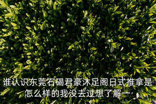 誰認識東莞石碣君豪沐足閣日式推拿是怎么樣的我沒去過想了解一