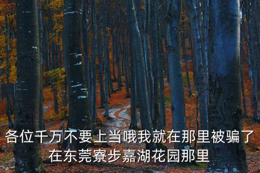 各位千萬(wàn)不要上當(dāng)哦我就在那里被騙了在東莞寮步嘉湖花園那里