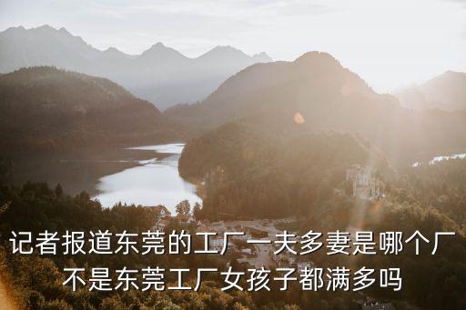 記者報道東莞的工廠一夫多妻是哪個廠不是東莞工廠女孩子都滿多嗎