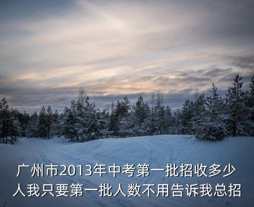 廣州市2013年中考第一批招收多少人我只要第一批人數不用告訴我總招