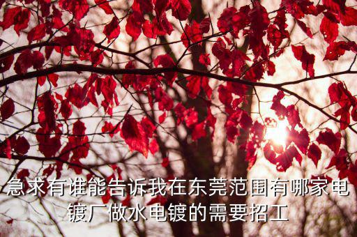 急求有誰能告訴我在東莞范圍有哪家電鍍廠做水電鍍的需要招工