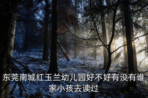 東莞南城紅玉蘭幼兒園好不好有沒有誰家小孩去讀過