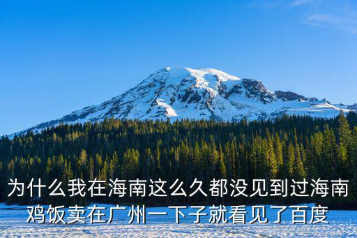 為什么我在海南這么久都沒見到過海南雞飯賣在廣州一下子就看見了百度