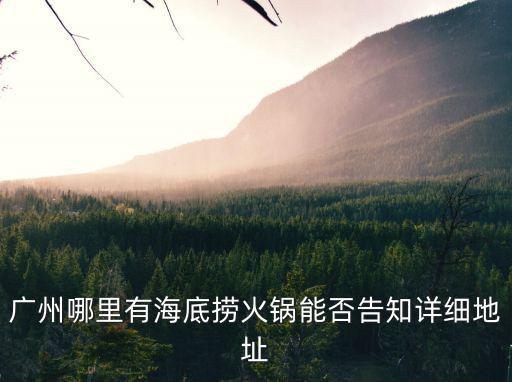 廣州哪里有海底撈火鍋能否告知詳細地址