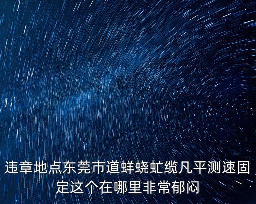 違章地點東莞市道蛘蟯虻纜凡平測速固定這個在哪里非常郁悶