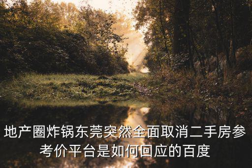 地產(chǎn)圈炸鍋東莞突然全面取消二手房參考價(jià)平臺(tái)是如何回應(yīng)的百度